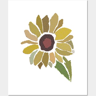 Bright sunflower pixel print Posters and Art